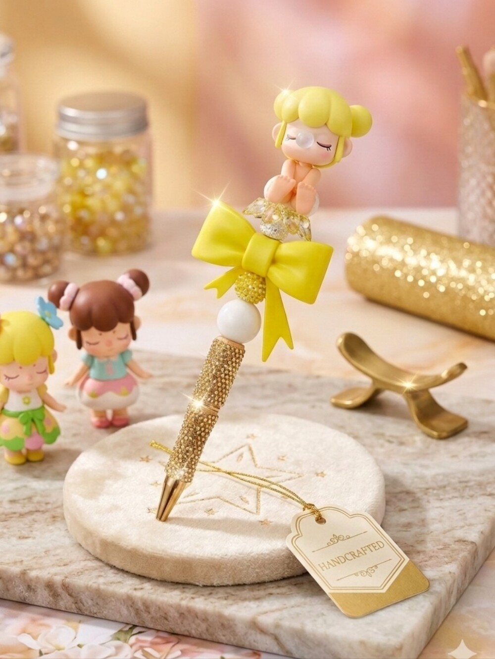 Handmade Custom Beaded Pen - Rolife Baby Nanci Seatmates Yellow